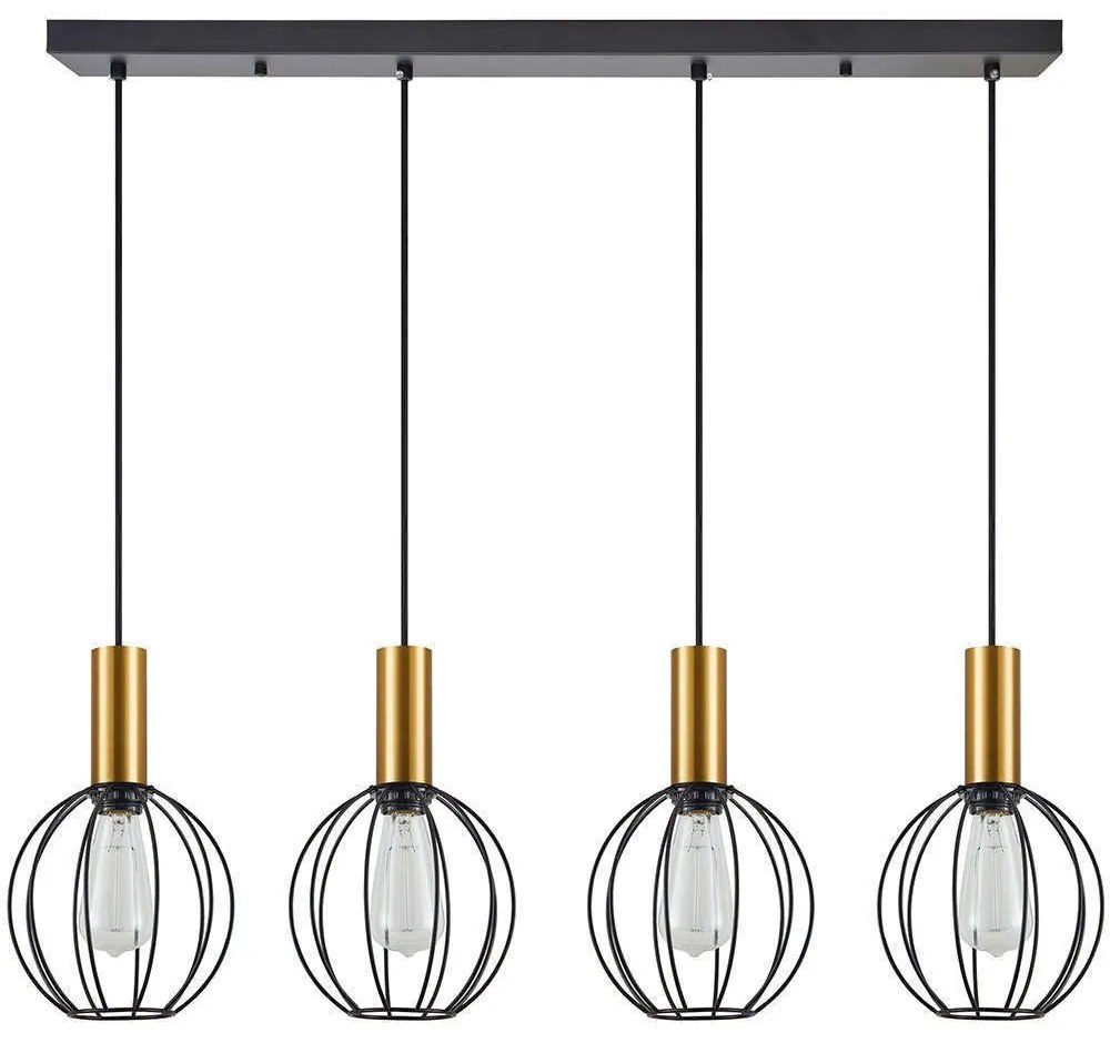 Φωτιστικό Οροφής - Ράγα Adept Tube 77-8630 87x20x300cm 4xE27 60W Black-Gold Homelighting