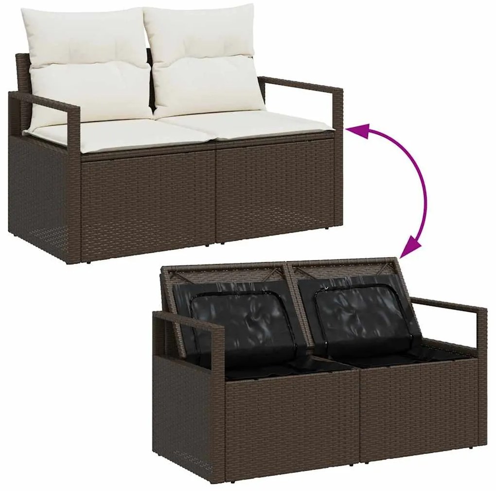 vidaXL Σετ Καναπέ Κήπου 10 pcs Καφέ και κρεμ 100 x 55 x 73 εκ