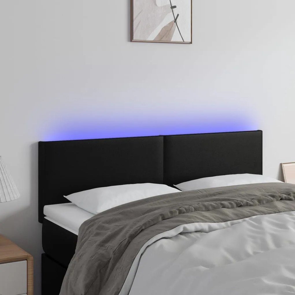 Κεφαλάρι Κρεβατιού LED Μαύρο 144x5x78/88 εκ. Συνθετ. Δέρμα 3121422