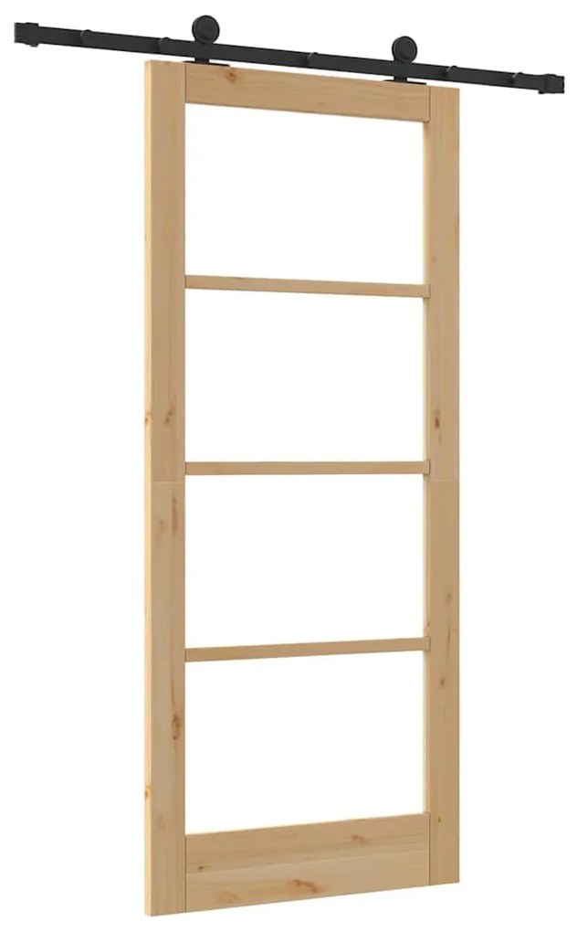 vidaXL Συρόμενη Πόρτα Χειροκίνητος Καφέ 86 x 198.5 cm Ξύλο και μέταλλο