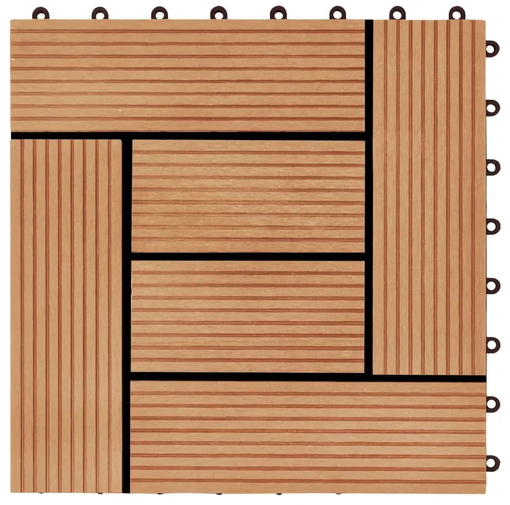 vidaXL Πλακάκια Deck 11 τεμ. Χρώμα Teak 30 x 30 εκ. 1 μ² από WPC