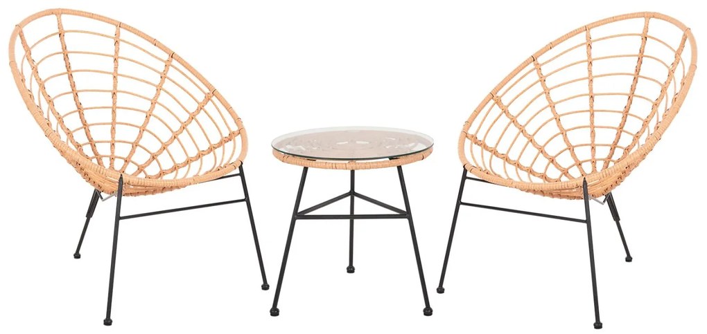 Σετ Κήπου Σαλόνι ALLEGRA 3 τεμ Μαύρο Μέταλλο με Μπέζ Συνθετικό Rattan