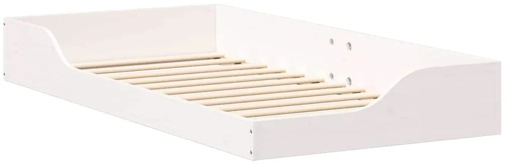 vidaXL Κρεβάτι δαπέδου Λευκό 90 x 190 cm Μασίφ ξύλο πεύκου