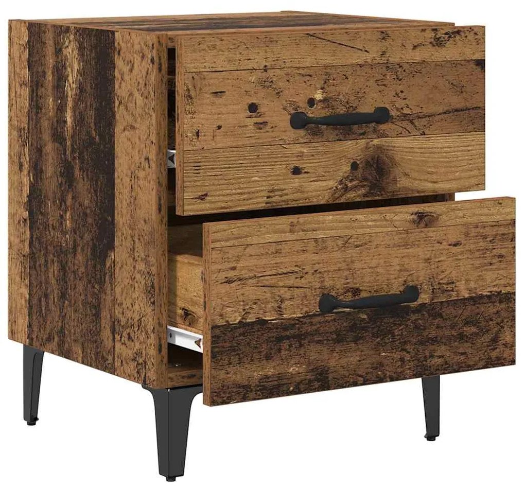 vidaXL Ντουλάπι κρεβατιού με συρτάρι Παλιό ξύλο 40 x 35 x 47,5 εκ