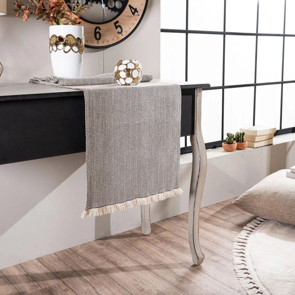Τραβέρσα Minessota 04 Grey Teoran 45X180 Acrylic,Cotton,Polyester