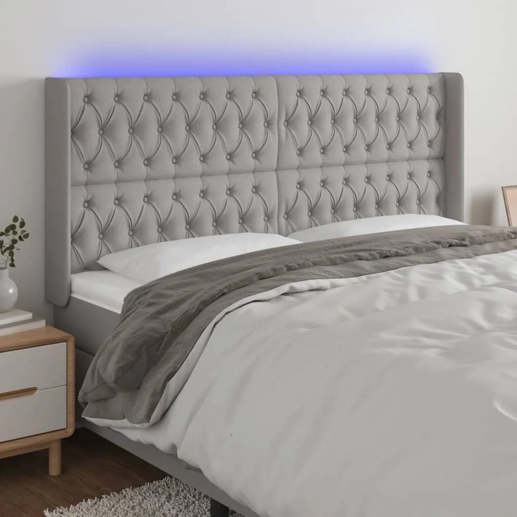 Κεφαλάρι Κρεβατιού LED Ανοιχτό Γκρι 183x16x118/128 εκ. 3124398