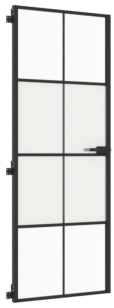 vidaXL Εσωτερική Πόρτα Μαύρη 76x201,5 εκ. Ψημένο Γυαλί και Αλουμίνιο