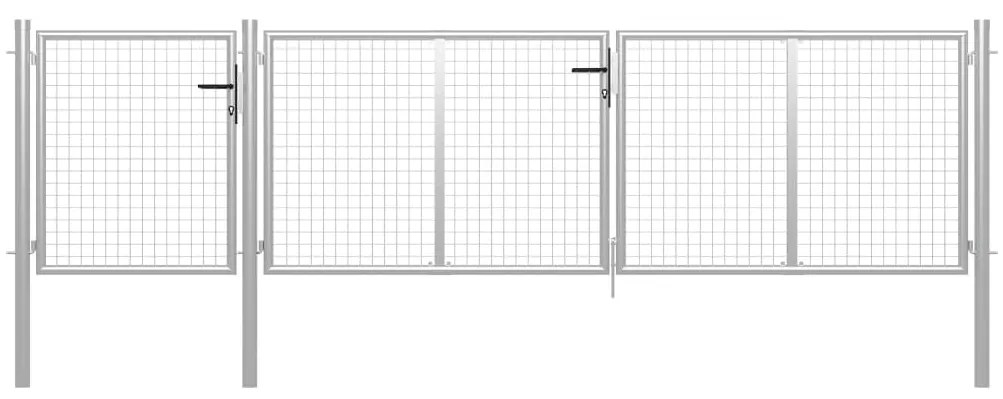 vidaXL Πόρτα Περίφραξης Κήπου Ασημί 400 x 100 εκ. Ατσάλινη