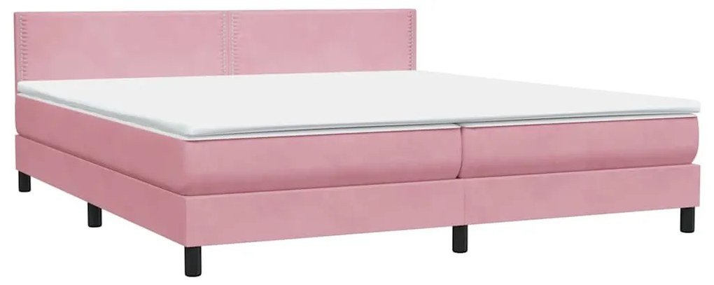 vidaXL Κρεβάτι Boxspring με Στρώμα Ροζ 200x210 εκ. Βελούδινο