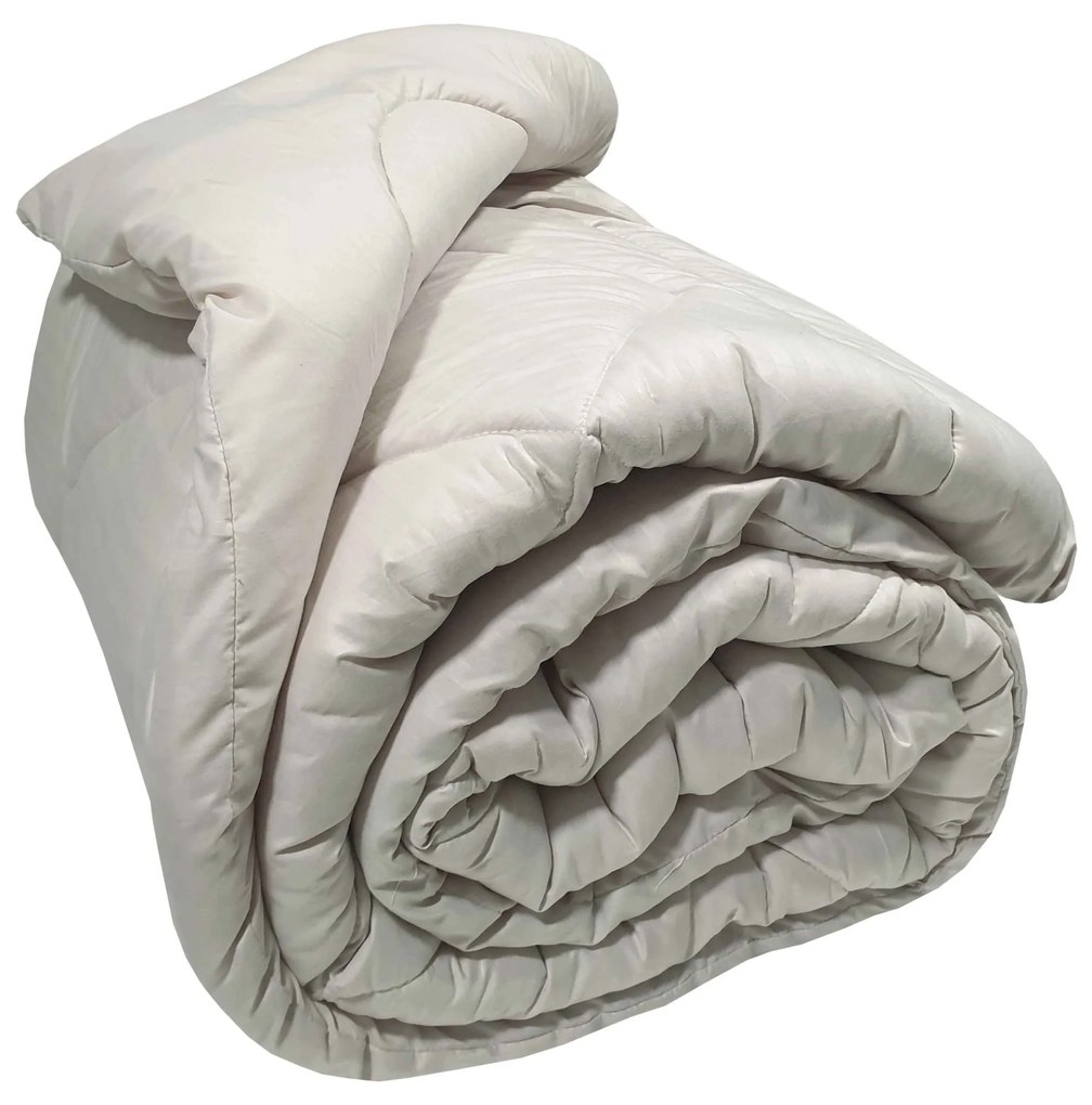 Πάπλωμα Microfiber Υπέρδιπλο 220x240εκ. Satin Stripe Cream Plain Komvos Home 7000061-33