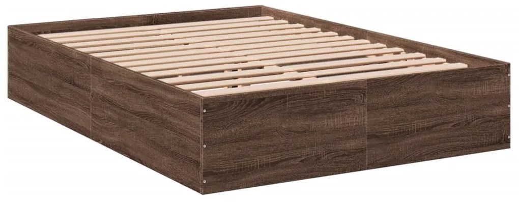 vidaXL Πλαίσιο Κρεβατιού Καφέ Δρυς 135x190 εκ. Επεξεργασμένο Ξύλο