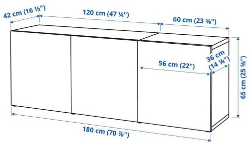 BESTÅ σύνθεση αποθήκευσης με πόρτες, 180x42x65 cm 594.347.51