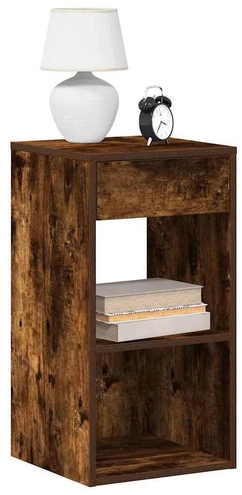 Κομοδίνα με συρτάρι 2 τεμάχια Καπνιστή Δρυς 35x34x66,5 εκ.