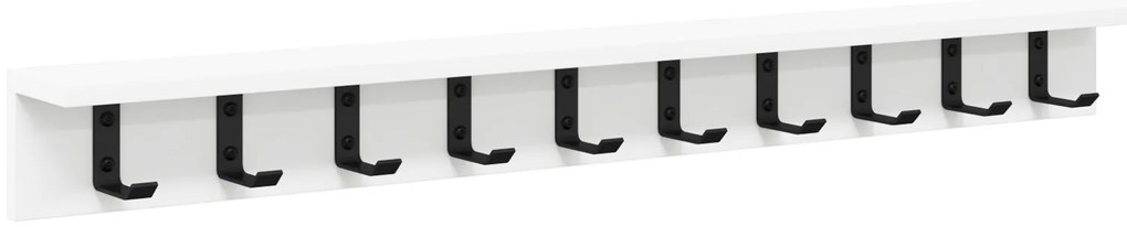 vidaXL Τοίχου Κρεμάστρα Λευκό 100 x 10.5 x 10.5 εκ Επεξεργασμένο ξύλο