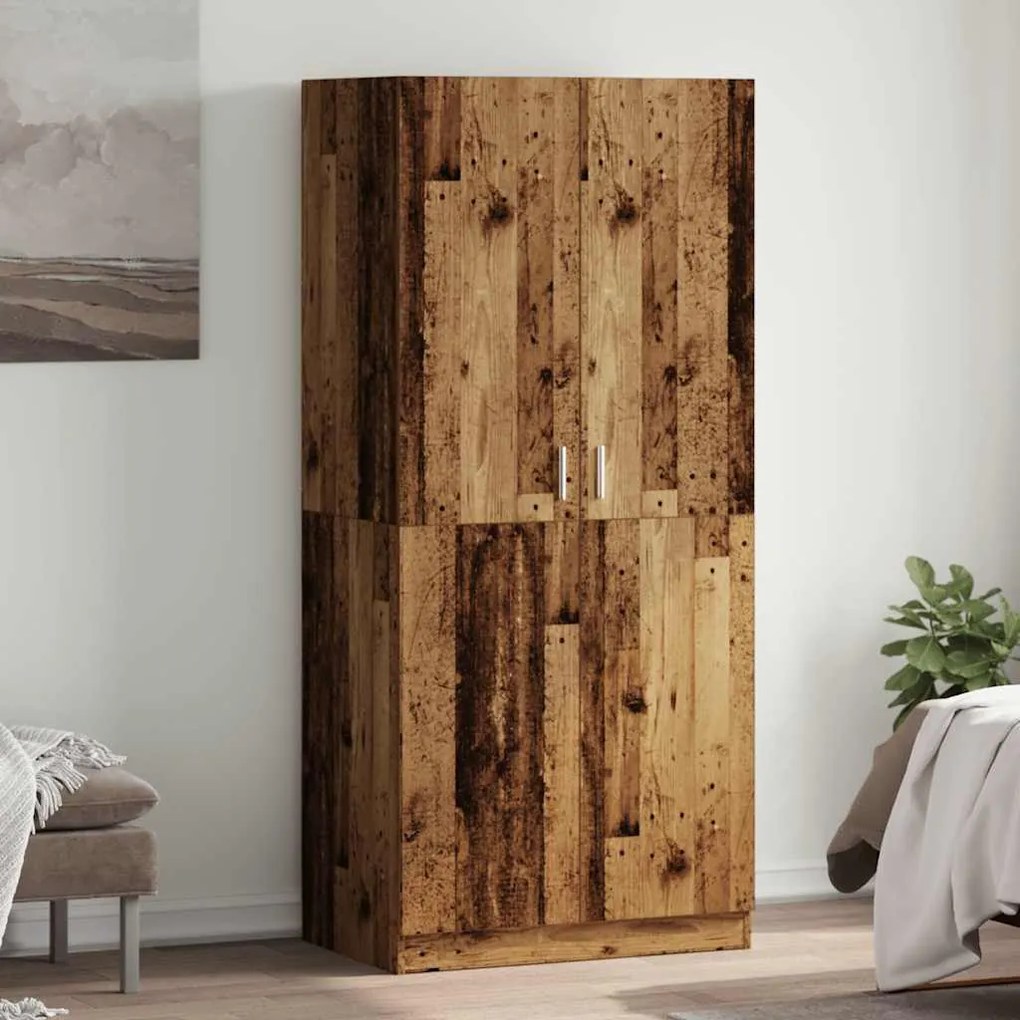 vidaXL Ντουλάπα Παλιό Ξύλο 80 x 52 x 180 εκ. από Μοριοσανίδα