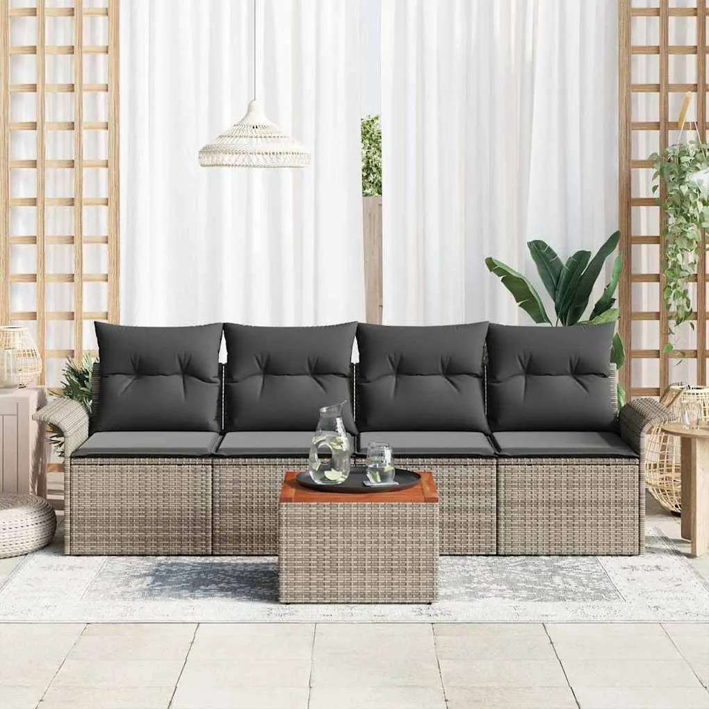 vidaXL Σετ Καναπέ Κήπου 5 pcs Γκρι Πολυ ράταν