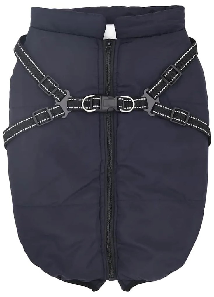 vidaXL Μπουφάν Σκύλου με ιμάντα Σκούρο μπλε 3XL Φλις και Πολυεστέρας