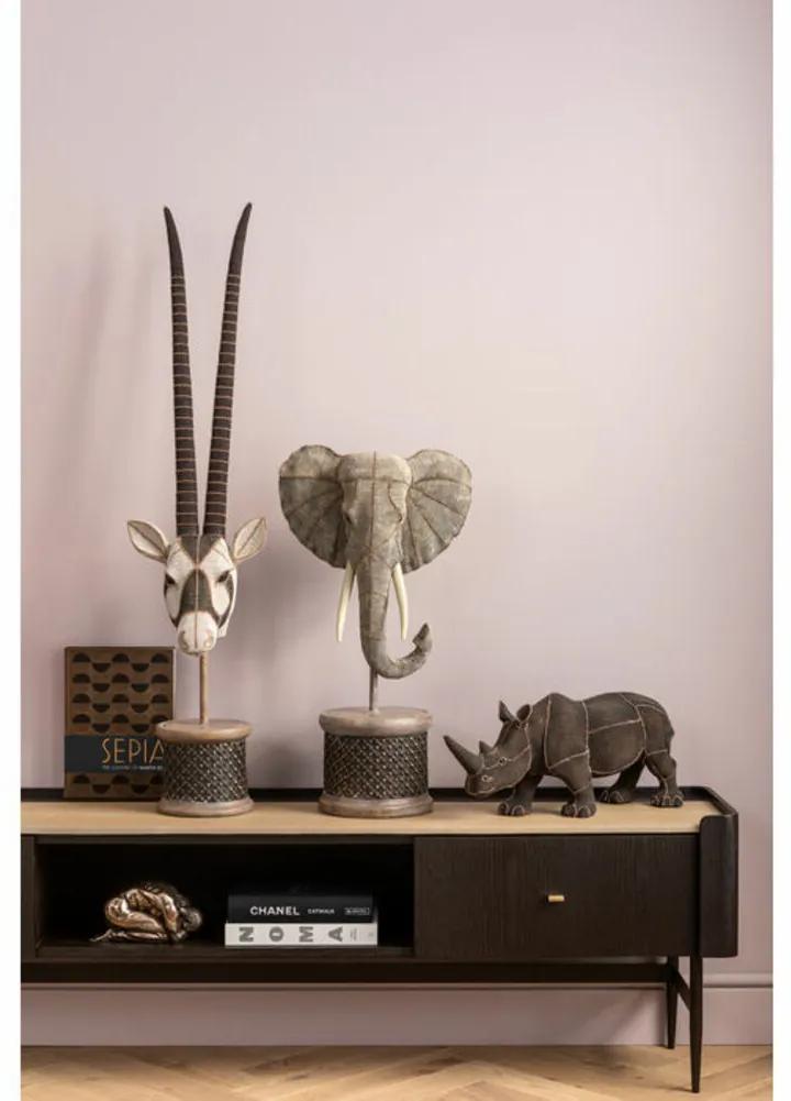 Επιτραπέζιο Διακοσμητικό Κεφάλι Ελέφαντα Με Πέρλες Γκρι 76x40x26 εκ. (PL) - Ασημί