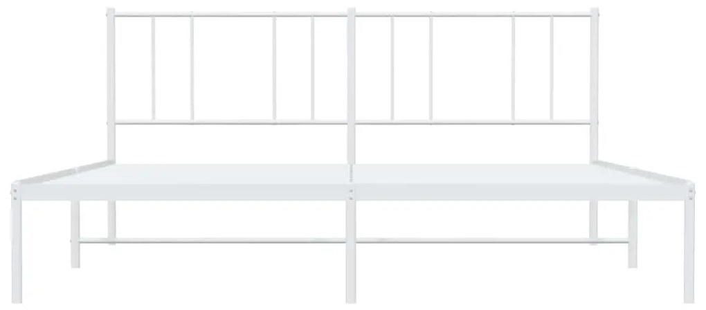 vidaXL Πλαίσιο Κρεβατιού με Κεφαλάρι Λευκό 183 x 213 εκ. Μεταλλικό