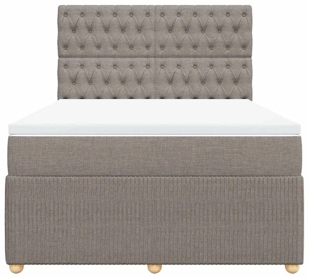 vidaXL Κρεβάτι Boxspring με Στρώμα Taupe 140x200 εκ. Υφασμάτινο