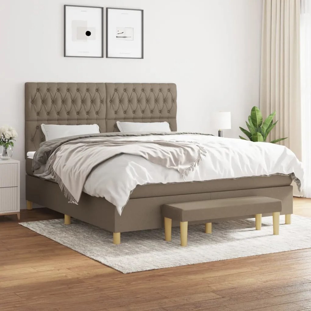 Κρεβάτι Boxspring με Στρώμα Taupe 180x200 εκ. Υφασμάτινο