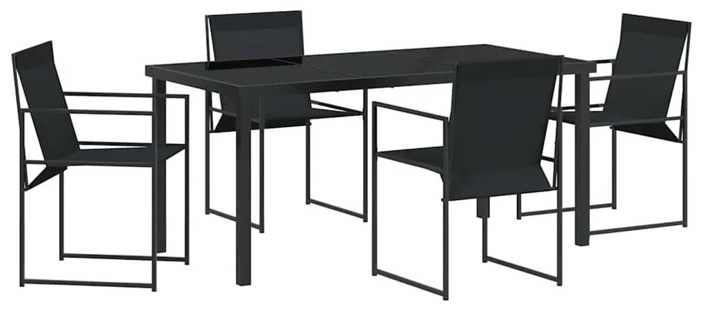vidaXL Σέτ φαγητού για κήπο 5 pcs Μαύρο Textilene και ατσάλι με σκόνη