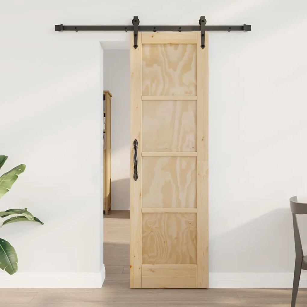 vidaXL Συρόμενη Πόρτα Καφέ 61 x 198.5 εκ. Μασίφ ξύλο πεύκου
