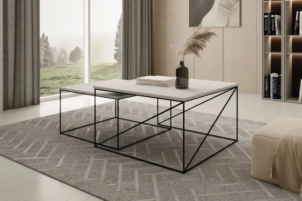 Σετ τραπεζάκια σαλονιού Cilo-Mauro-Leuko gualistero