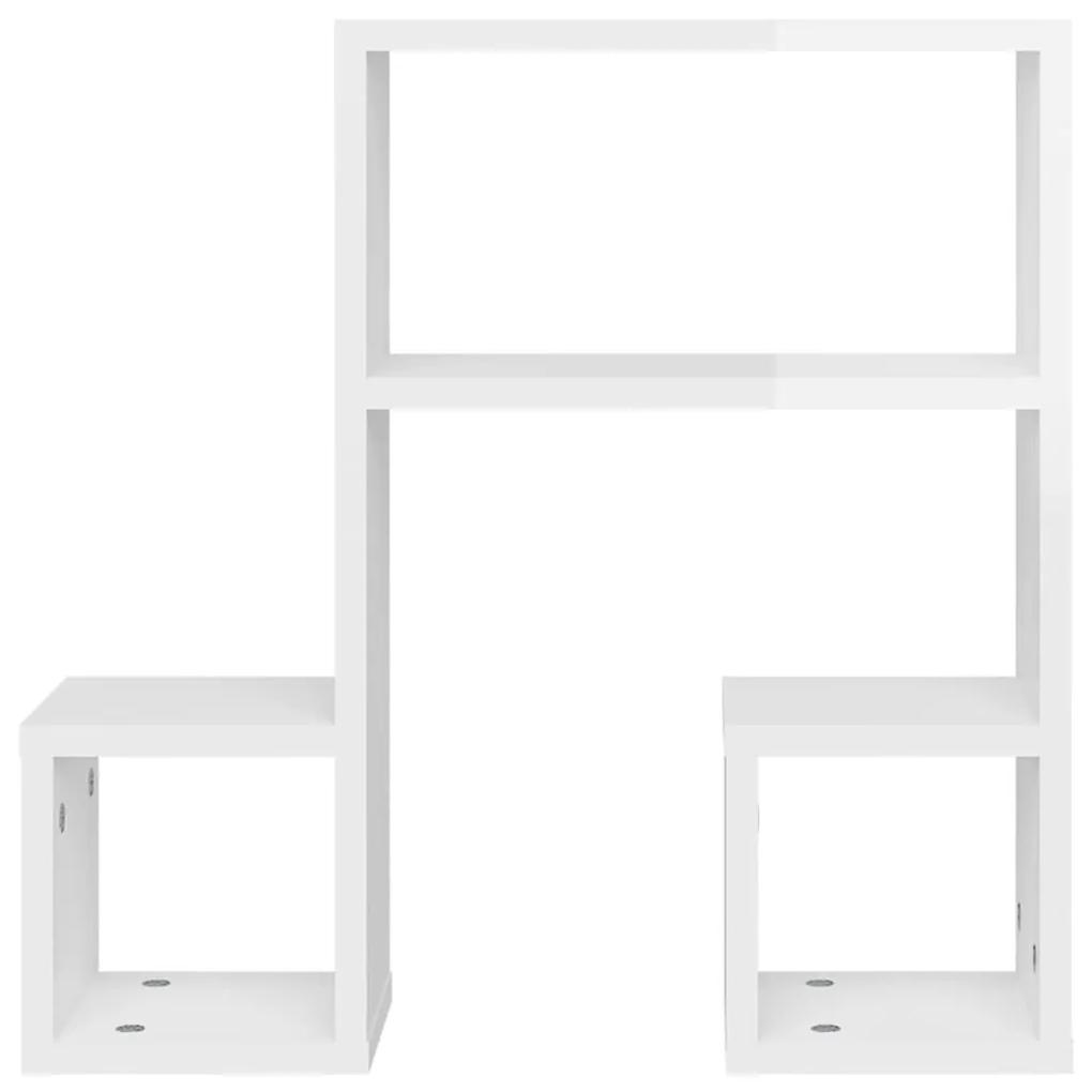 Ραφιέρες Τοίχου 2 τεμ. Γυαλιστερό Λευκό 50x15x50 εκ Μοριοσανίδα - Λευκό
