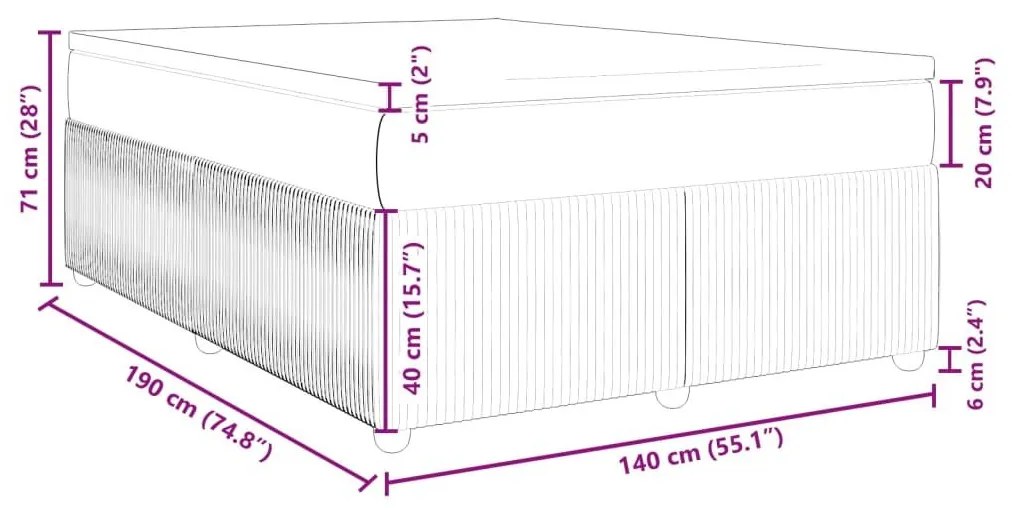 Κρεβάτι Boxspring με Στρώμα Κρεμ 140x190 εκ. Υφασμάτινο - Κρεμ