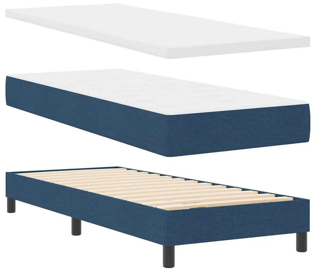 vidaXL Κρεβάτι box spring με στρώμα με στρώμα Μπλε 80 x 200 cm ύφασμα