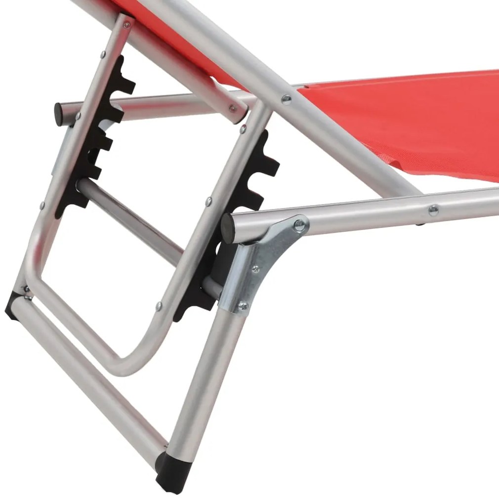 312459  FOLDING SUN LOUNGERS WITH ROOF 2 PCS ALUMINIUM&amp;TEXTILENE RED 312459