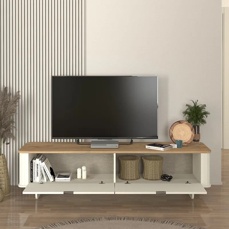 ΕΠΙΠΛΟ ΤΗΛΕΟΡΑΣΗΣ BOHEMA MEGAPAP ΧΡΩΜΑ IVORY - SEPET OAK 180X47X45,6ΕΚ.