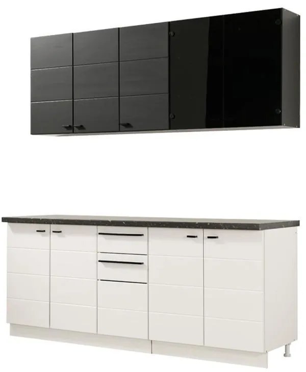 Σύνθεση Κουζίνα Claudia 200 Λευκό - Μαύρο 200x51/31x200 εκ. 200x51x200 εκ.