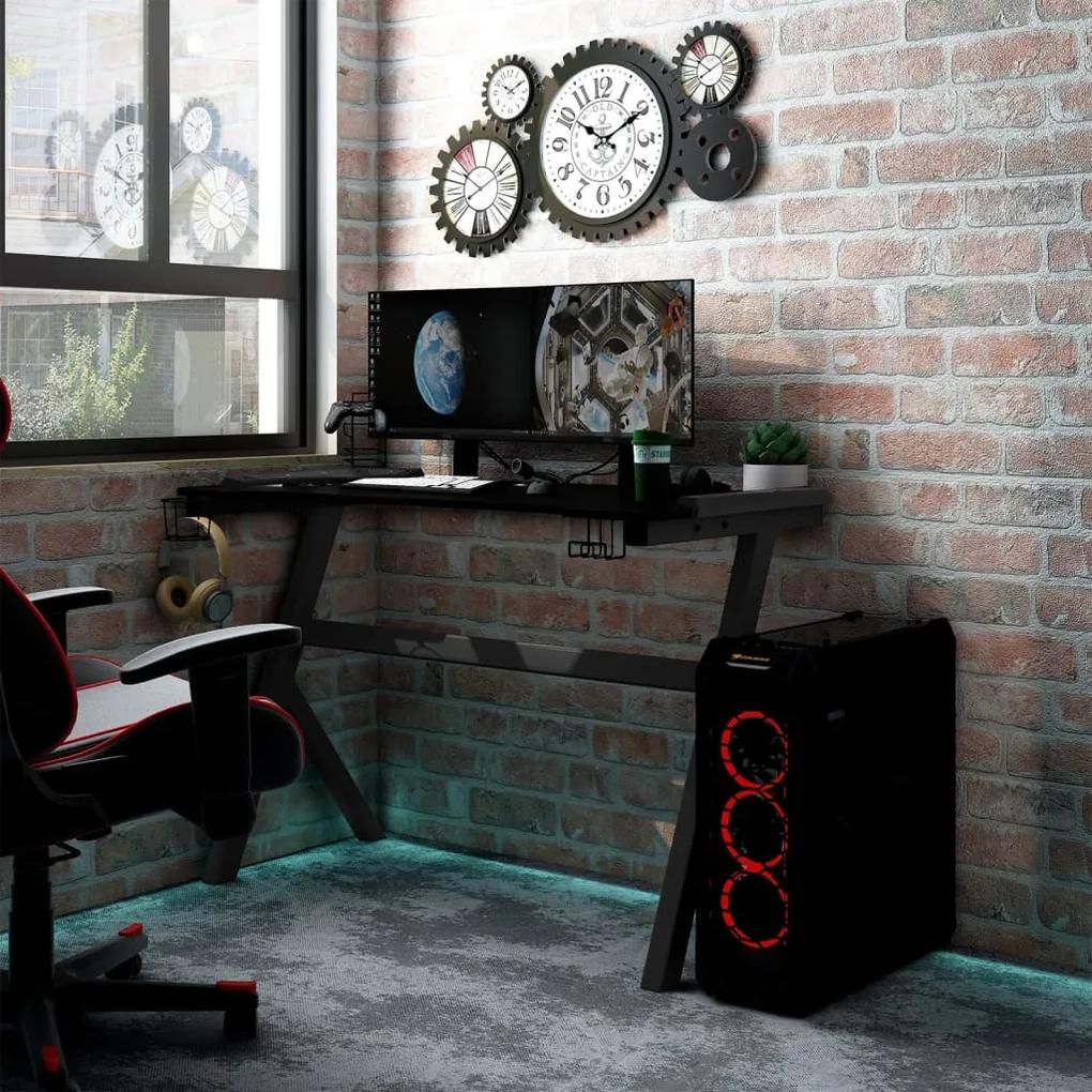 Γραφείο Gaming με LED Μαύρο 110 x 60 x 75 εκ. σε Σχήμα Υ