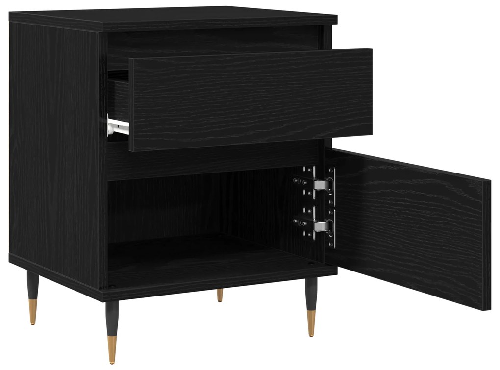 vidaXL Κομοδίνα 2 τεμάχια Μαύρη Δρυς 40x35x50 εκ. Επεξεργασμένο Ξύλο