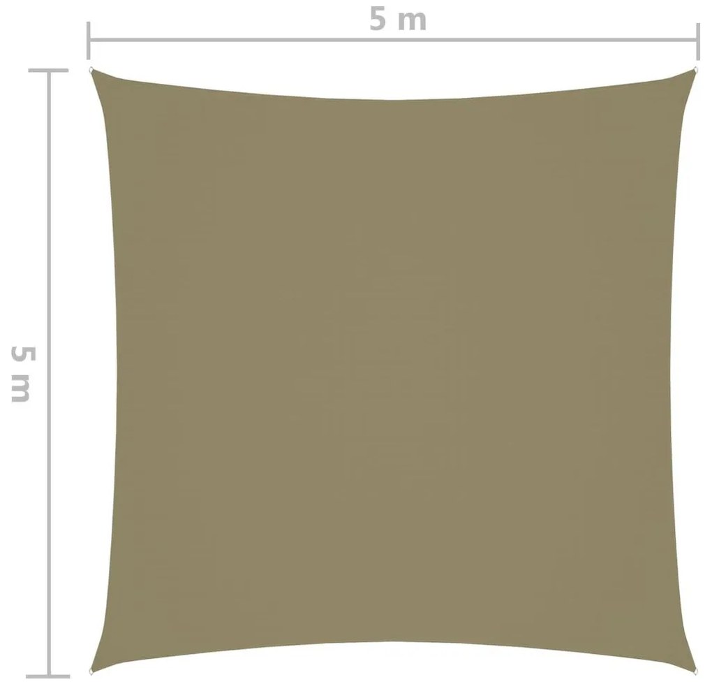 Πανί Σκίασης Τετράγωνο Μπεζ 5 x 5 μ. από Ύφασμα Oxford - Μπεζ