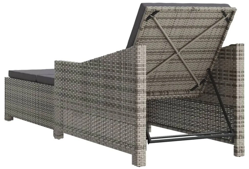 vidaXL Ξαπλώστρα Γκρι από Συνθετικό Ρατάν με Σκούρο Γκρι Μαξιλάρι