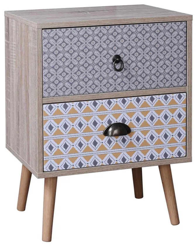 MUSTARD ΚΟΜΟΔΙΝΟ 2ΣΥΡΤΑΡΙΑ SONOMA ΜΕ PATTERN 45x30xH60cm 09-1300