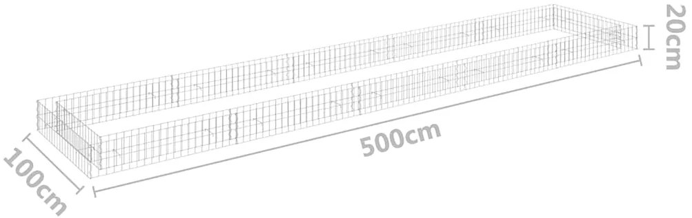 vidaXL Συρματοκιβώτιο-Γλάστρα Υπερυψωμένη 500x100x20 εκ. Γαλβ. Χάλυβας