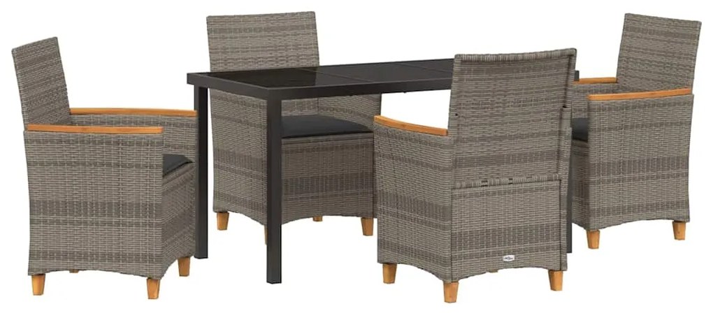 vidaXL Σέτ φαγητού για κήπο 5 pcs Γκρι συνθετικό ρατάν