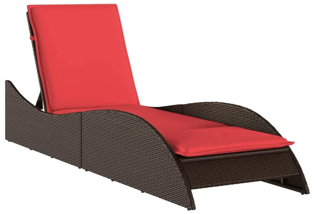 vidaXL Ξαπλώστρα με Μαξιλάρι Καφέ 60 x 205 x 73 εκ. από Συνθετικό Ρατάν