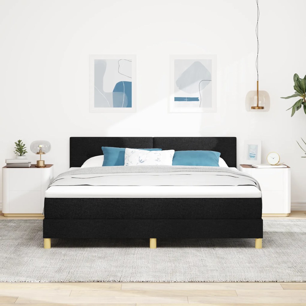 vidaXL Κρεβάτι Box Spring με Στρώμα Μαύρο 180x200 cm Ύφασμα
