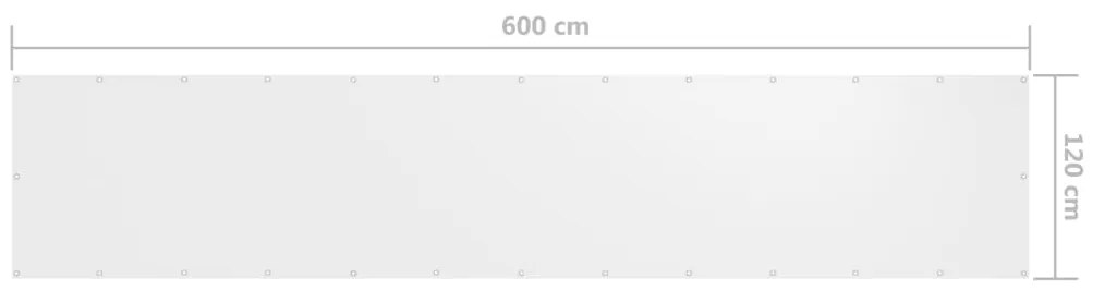 vidaXL Διαχωριστικό Βεράντας Λευκό 120 x 600 εκ. Ύφασμα Oxford