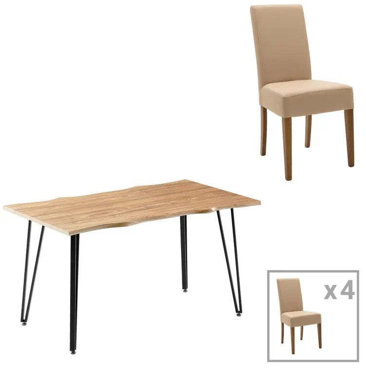 Τραπεζαρία Ditta-Izzac μόκα- sonoma140x80x76εκ Υλικό: MDF - METAL - PU - SOLID WOOD 200-001078