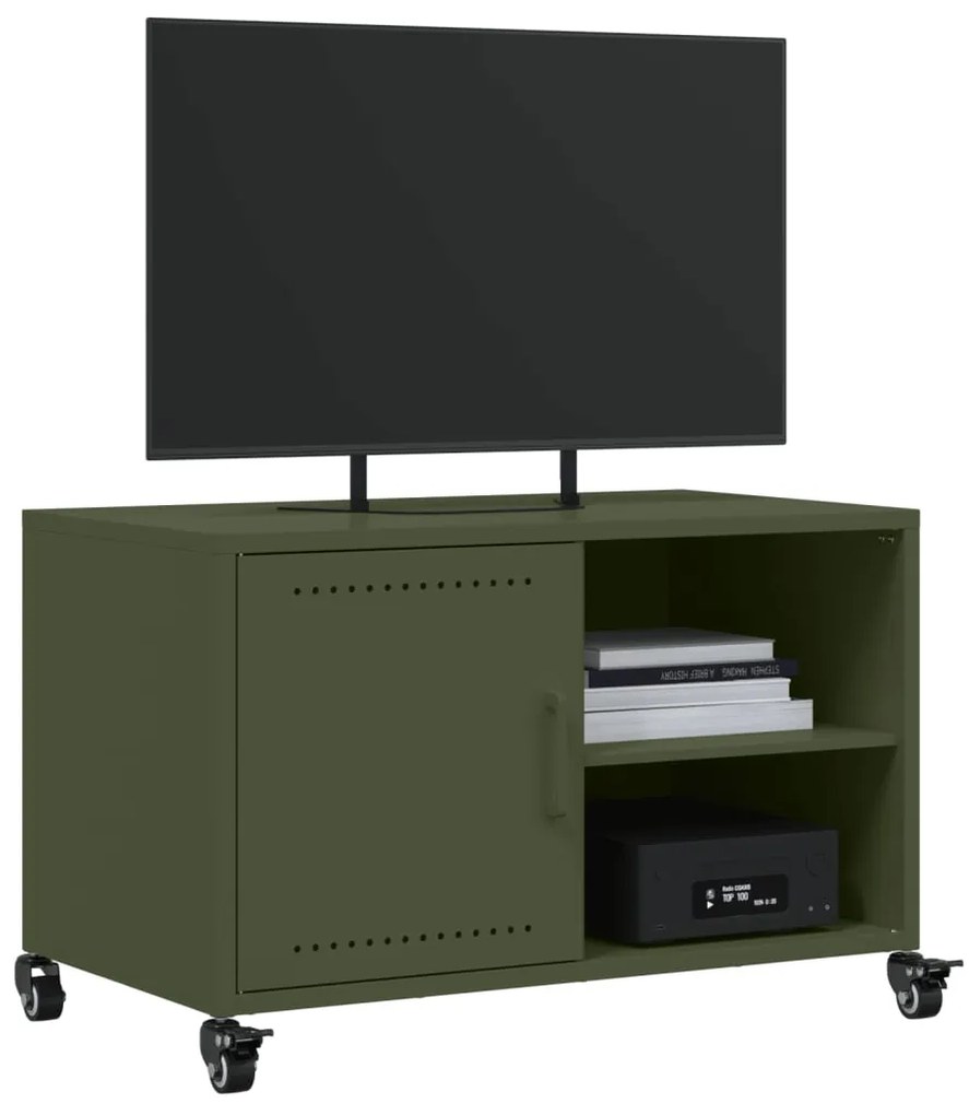 vidaXL Έπιπλο Τηλεόρασης Πράσινο Λαδί 68x39x43,5 εκ. από Ατσάλι