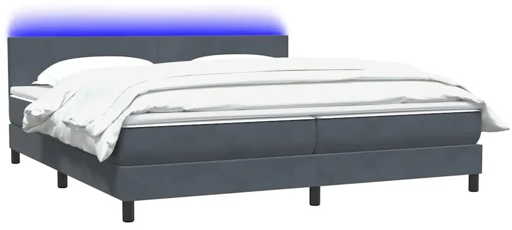 Box Spring Κρεβάτι με στρώμα Σκούρο γκρι 180x220 εκ. Βελούδινο - Γκρι