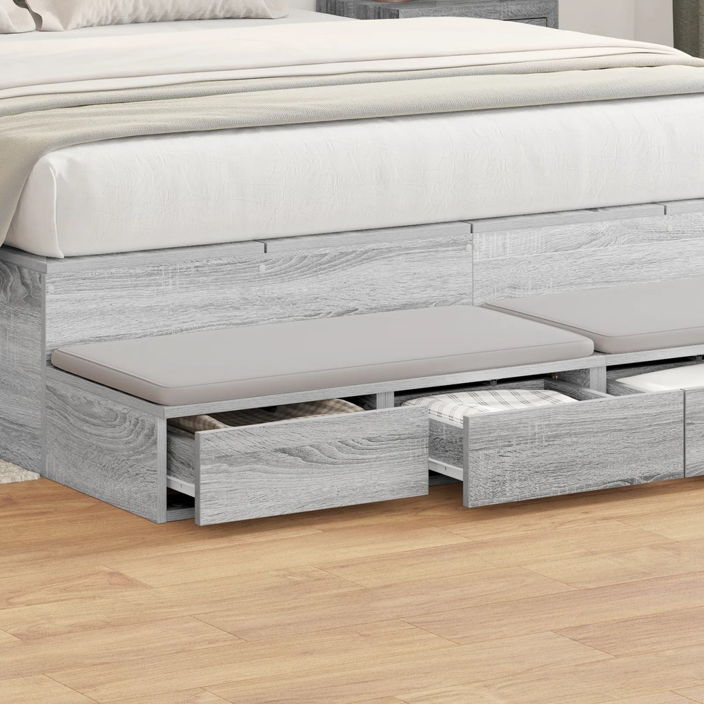 vidaXL Συρτάρια Κρεβατιού Γκρι Σονομά 140x36,5x16,5 εκ Επεξεργασμένο Ξύλο
