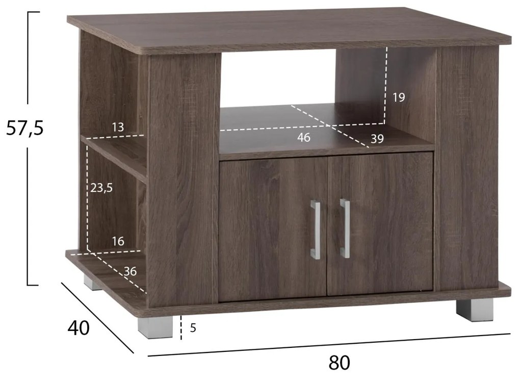Έπιπλο Τηλεόρασης EMELIA Καρυδί 80x40x57.5Υεκ. 80x40x57.5 εκ.