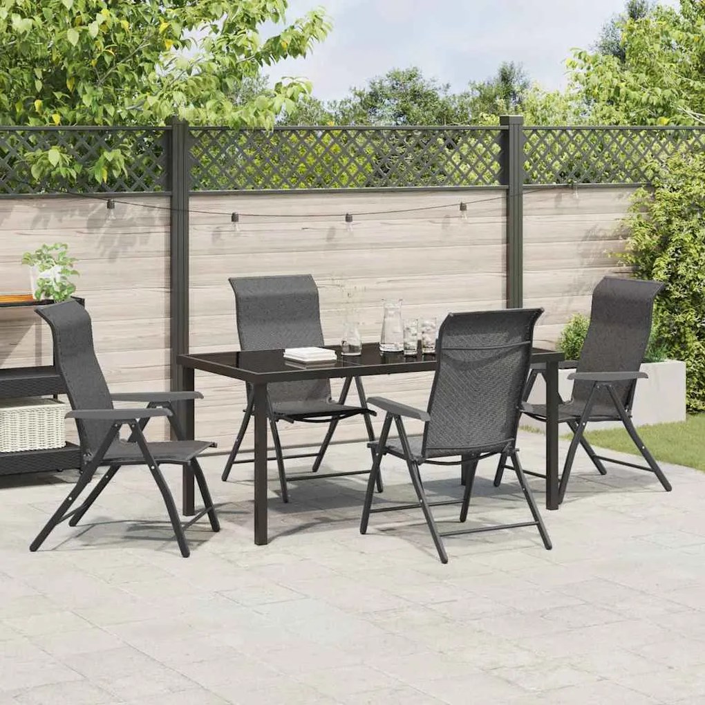 vidaXL Σέτ φαγητού για κήπο Ρυθμιζόμενο ύψος 5 pcs Γκρι Πολυ ράταν